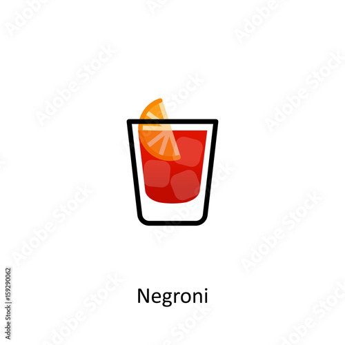 Negroni cocktail icon in flat style