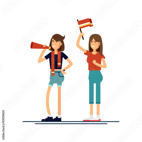 composition people with flags make up vector illustration