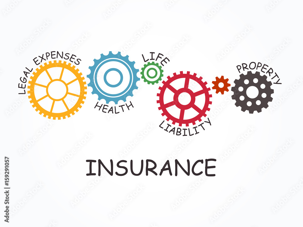 Insurance with gear concept. Vector illustration. Insurance with gear concept. Vector illustration.
