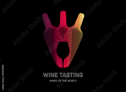 Design template with modern illustration of wine bottles