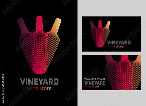 Design template with modern illustration of wine bottles