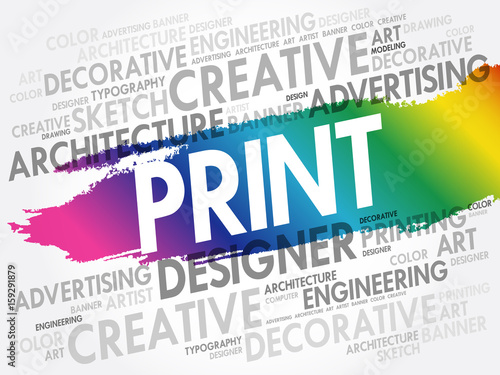 PRINT word cloud, creative business concept background