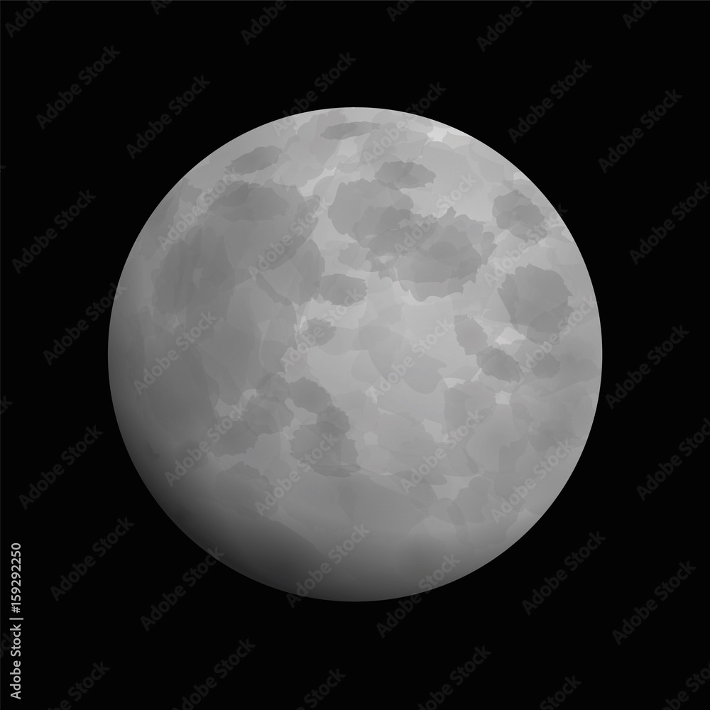 Moon - artistic vector illustration of full moon on black background