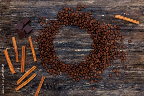 Coffee beans and cinnamon