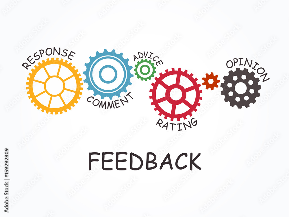 Feedback with gear concept. Vector illustration. Feedback with gear concept. Vector illustration.