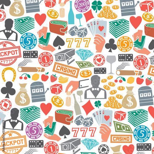 background pattern with casino or gambling icons 