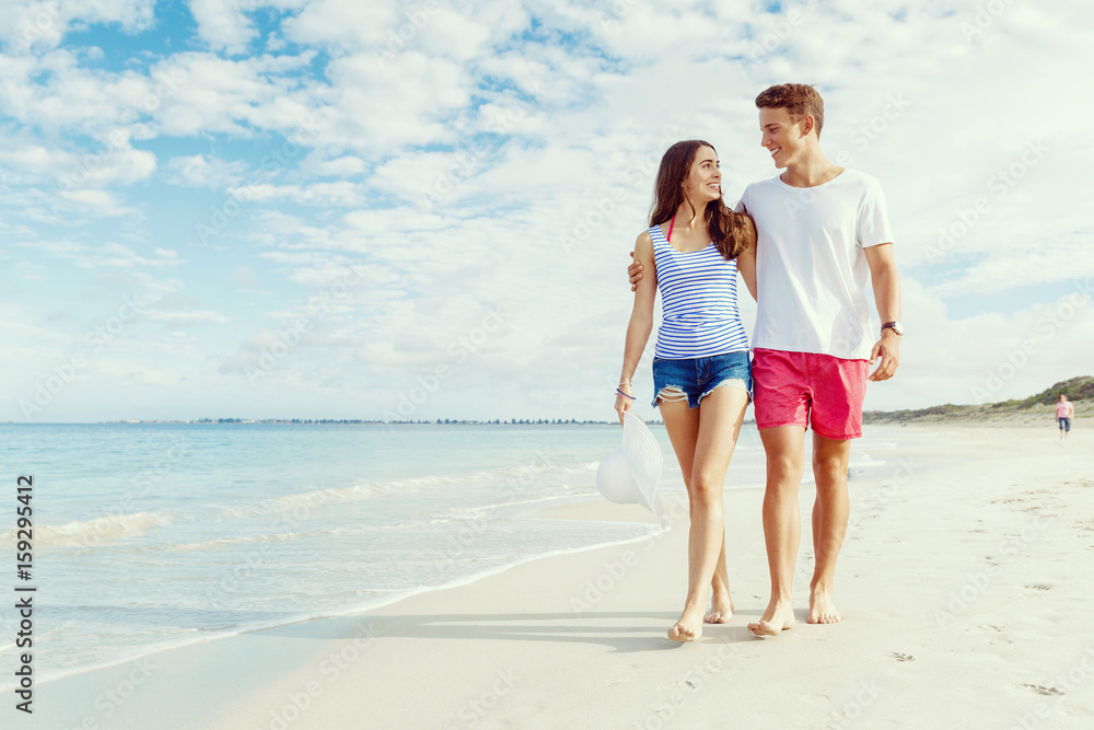 Romantic young couple on the beach Romantic young couple on the beach