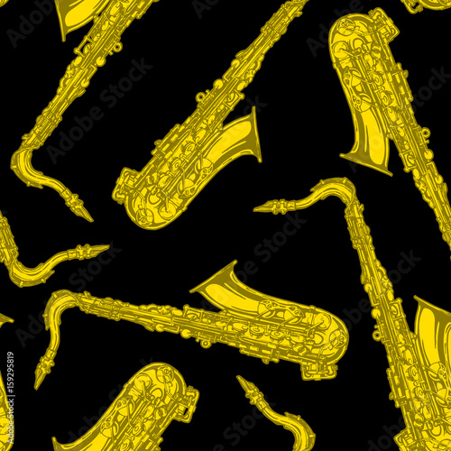 Seamless pattern with saxophone
