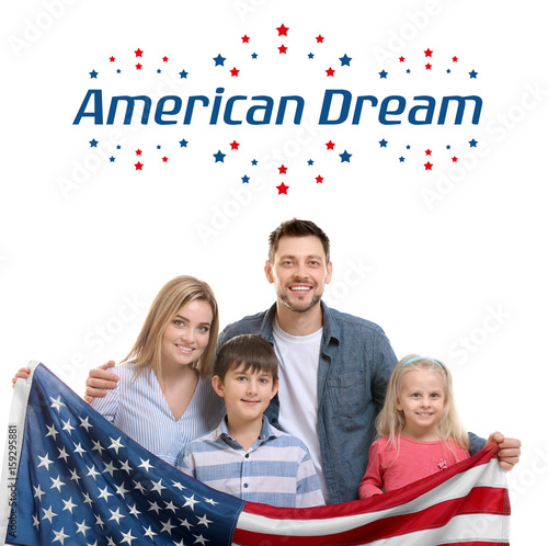 Happy family with American ...
