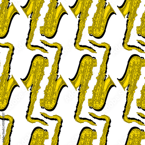 Seamless pattern with saxophone