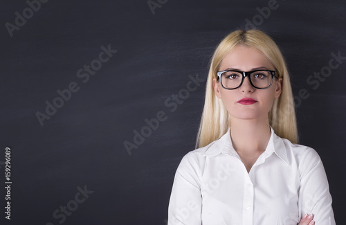 Woman Front of Blackboard