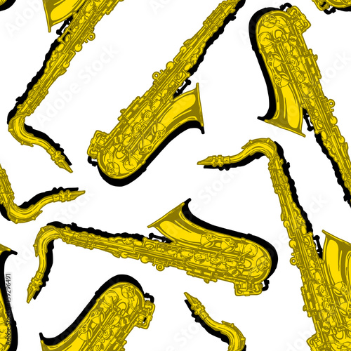 Seamless pattern with saxophone
