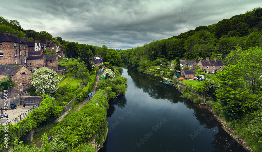 Scenic View of Ironbridge, Historic Village on the River Severn in Shropshire UK Scenic View of Ironbridge, Historic Village on the River Severn in Shropshire UK