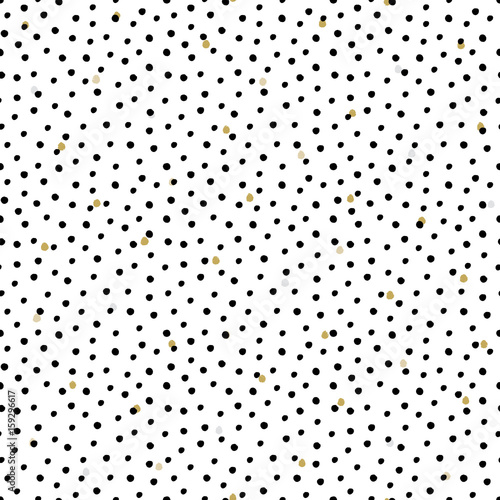 Minimalistic seamless pattern with drawn dots and circles. Vector seamless texture.