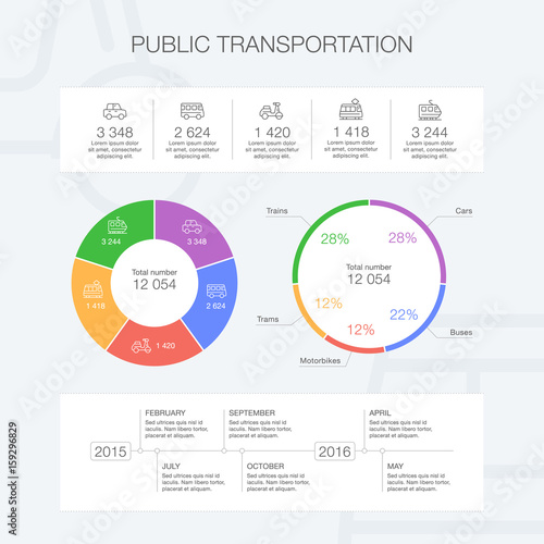 Vector public transportation info graphic template for presentation.