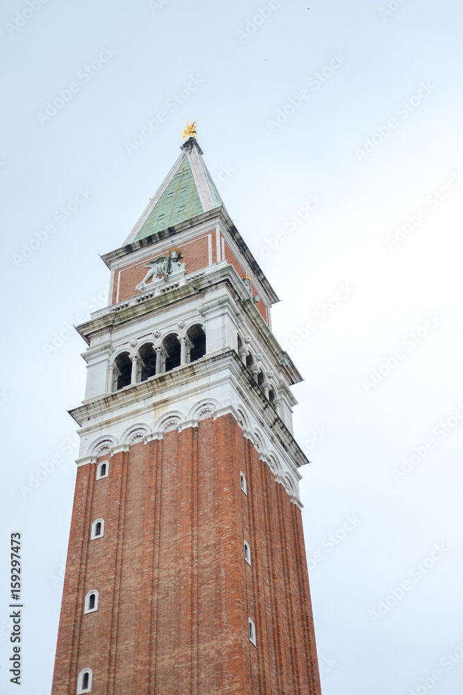 St Mark's Campanile, the bell tower of St Mark's Basilica, located in Piazza San Marco in Venice, Italy.