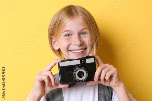 Cute teenager girl with cam...
