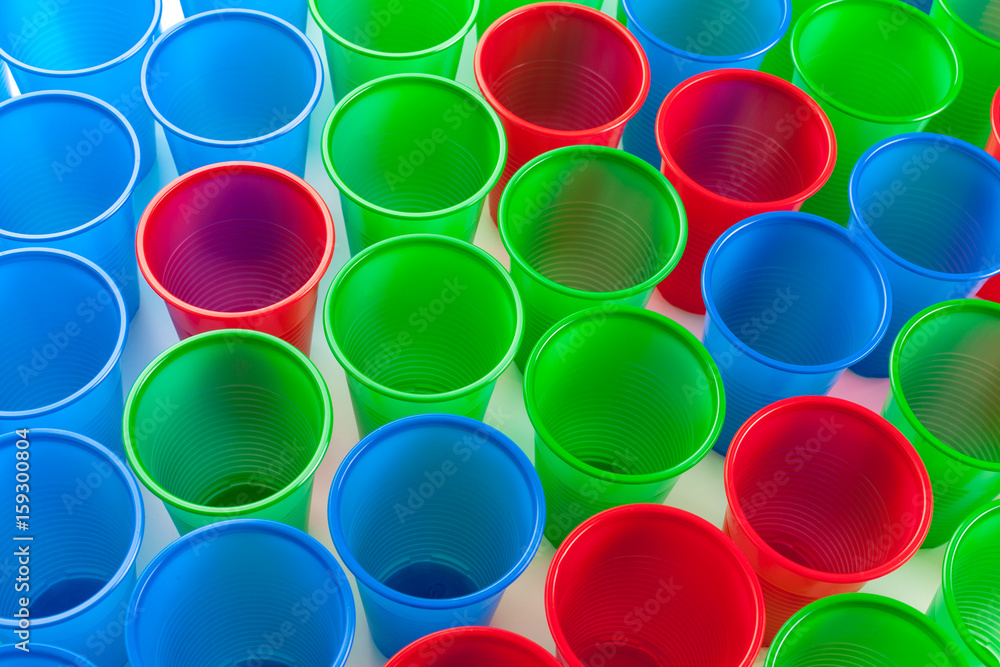 Multicolor plastic glasses isolated on white background Multicolor plastic glasses isolated on white background