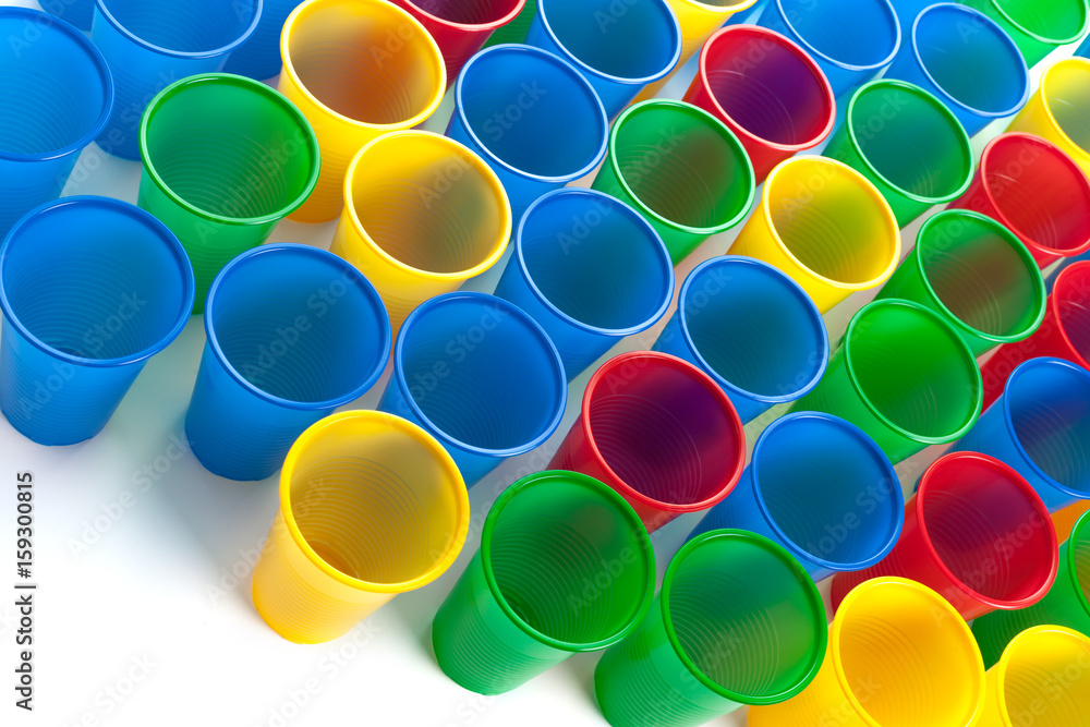 Multicolor plastic glasses isolated on white background Multicolor plastic glasses isolated on white background