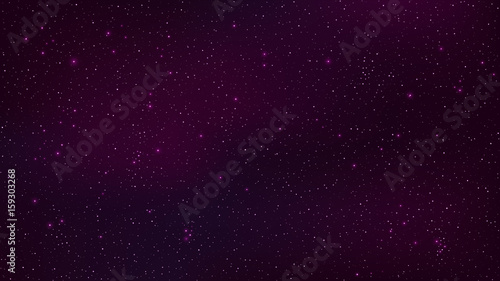 Abstract background. The beautiful starry sky is purple. The stars glow in complete darkness. Fantastic galaxy. Open space. Vector illustration