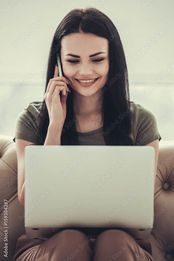 Beautiful girl with gadget Beautiful girl with gadget
