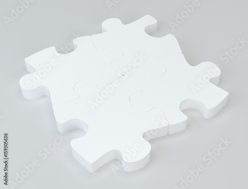 White puzzles with soft shadows. 3d rendering. © mirexon