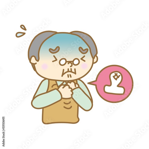 喉にもちを詰まらせたシニア男性