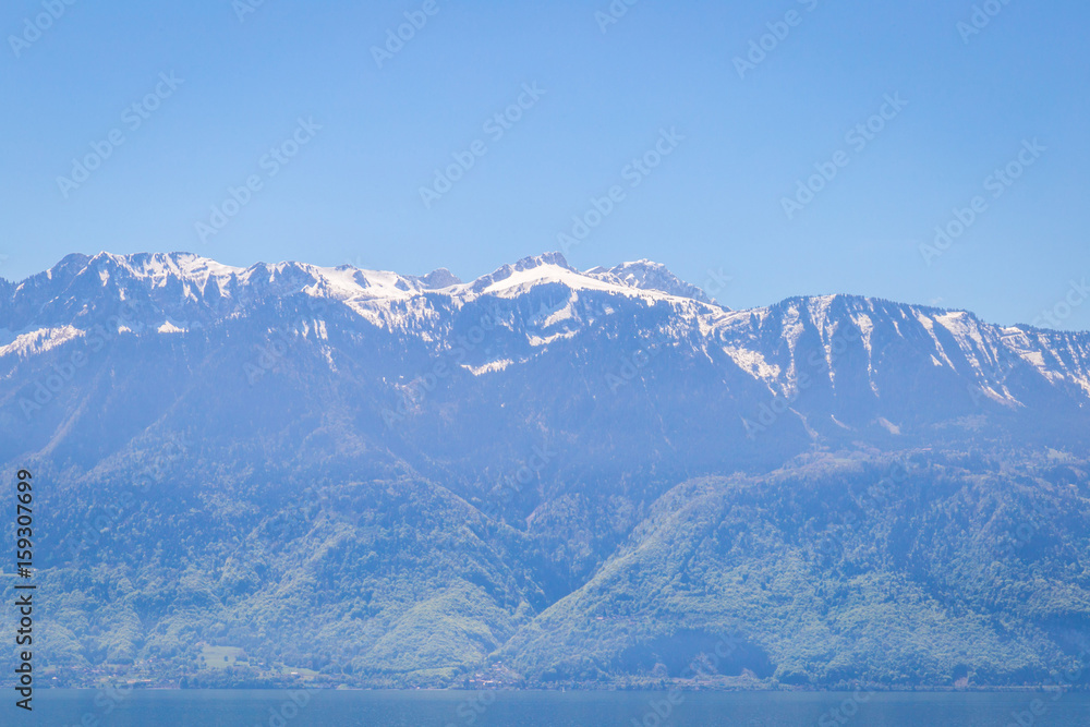Swiss Mountains, Blue Wallpaper
