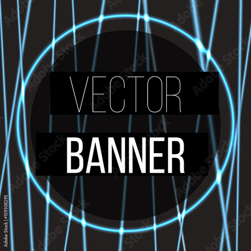 Abstract color glowing lines in dark space with light effects. Futuristic circle background with copyspace for your message. Vector