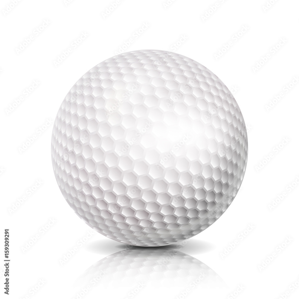 Golf Ball. 3D Realistic Vector Illustration. White Sport Golf Ball Isolated On White Background. Golf Ball. 3D Realistic Vector Illustration. White Sport Golf Ball Isolated On White Background.