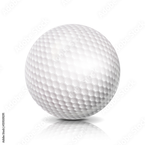 Golf Ball. 3D Realistic Vector Illustration. White Sport Golf Ball Isolated On White Background.