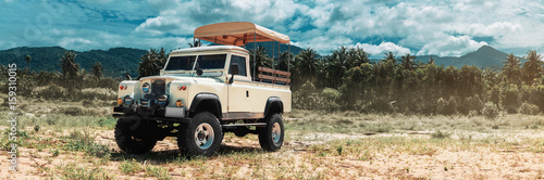 safari car on offroad  adventure trail