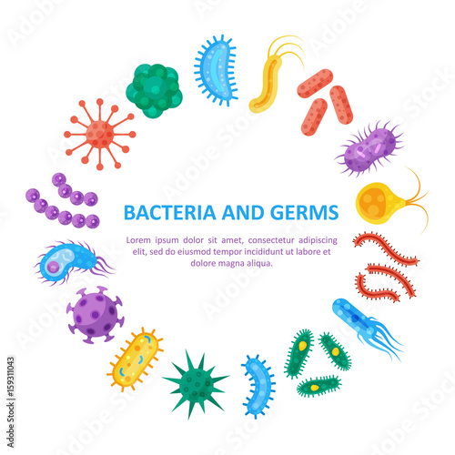 Bacteria and germs round set