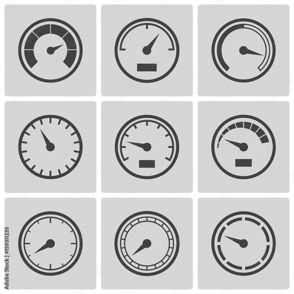 Meter icons flat style set Meter icons flat style set