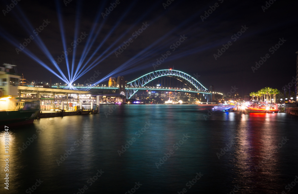 Fototapeta premium the Harbour Bridge in Sydney at Night, Australia