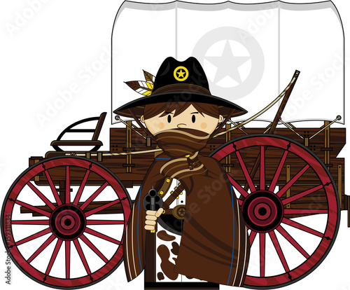 Cartoon Cowboy and Chuck Wagon