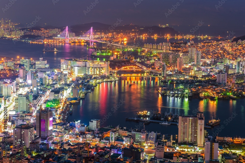 Obraz premium port city night, korea