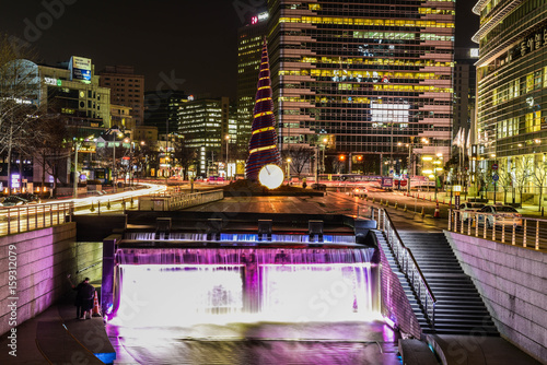Photography city night skyline seoul  korea