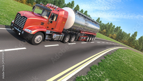 Red Tanker Truck on the Road