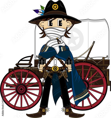 Cartoon Cowboy and Chuck Wagon