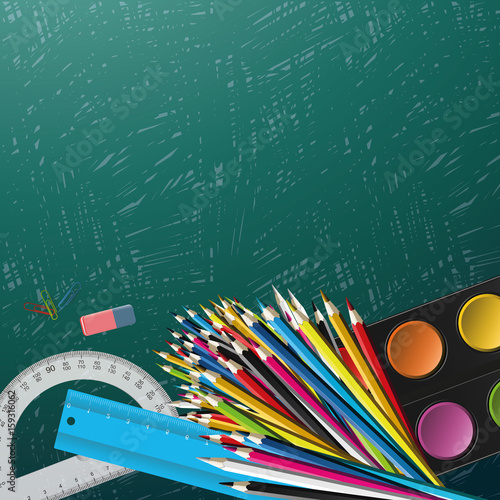 Rentrée des classes, tableau et fournitures scolaires