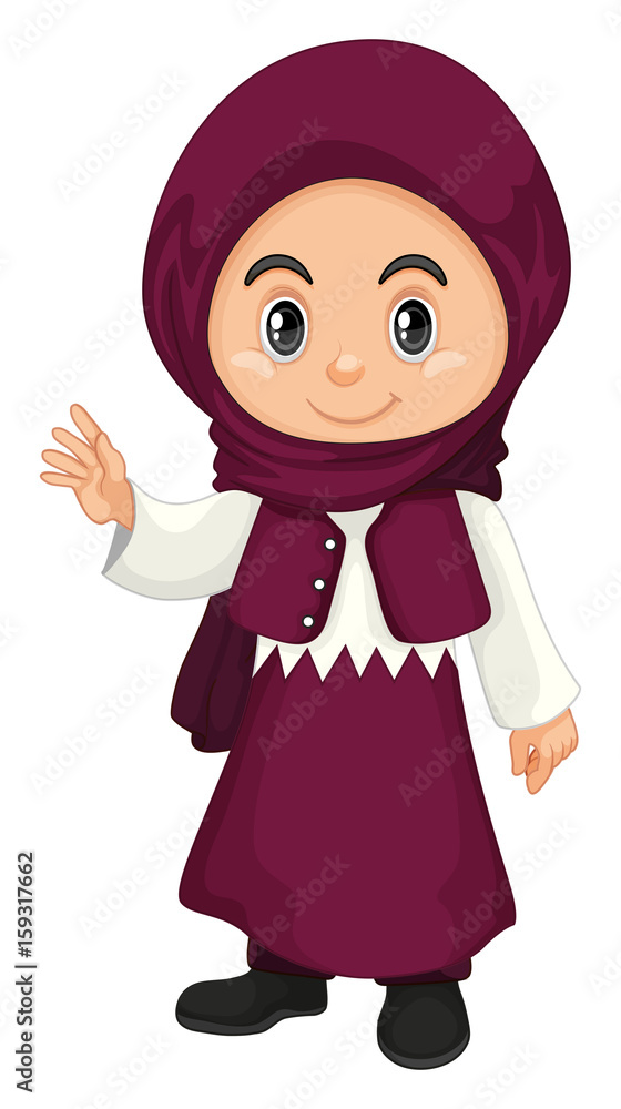 Muslim girl in purple costume Muslim girl in purple costume