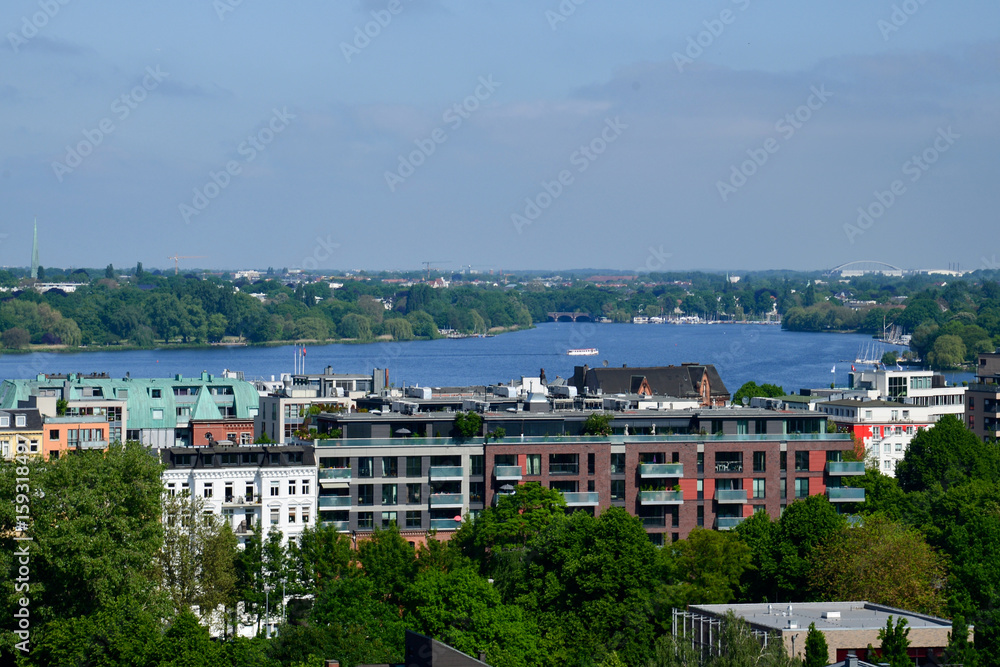 Ausblick über Hamburg aus dem Geschäftshaus Steindamm 94