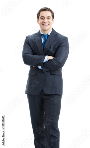 Smiling businessman, over white