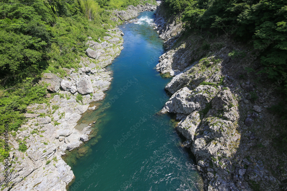 徳島県三好市　赤川橋から見た小歩危峡