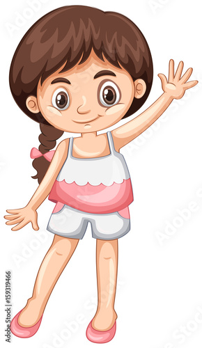 Little girl waving hand hello