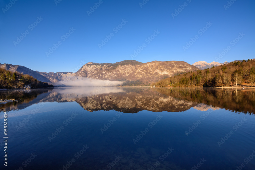 Mountains reflected in Lake Bohinj 