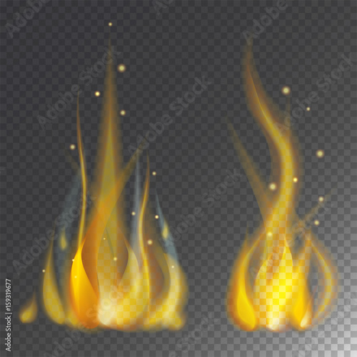 Fire flame hot burn vector icon warm danger and cooking yellow bonfire light blazing campfire.