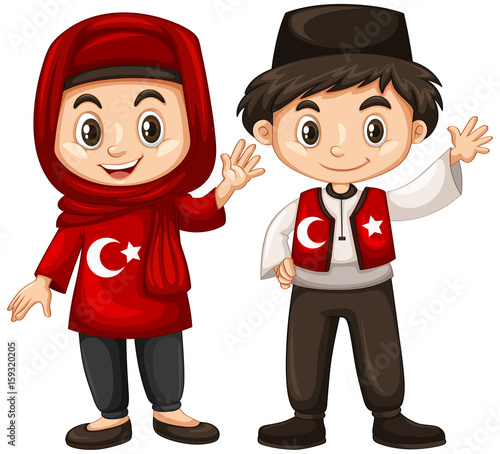 Boy and girl in Turkey costume