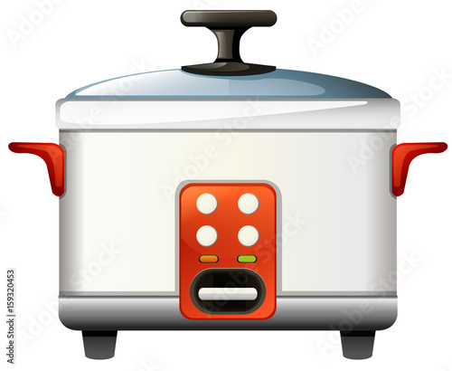 Rice cooker on white background